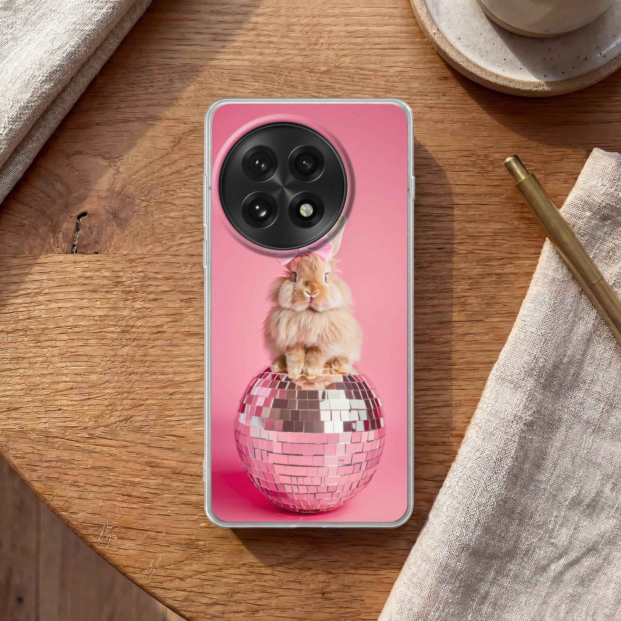 MuchoWow Handyhülle für OnePlus 13 Schleife - Discoball - Kaninchen, Phone Case, Silikon, Schutzhülle Dünn