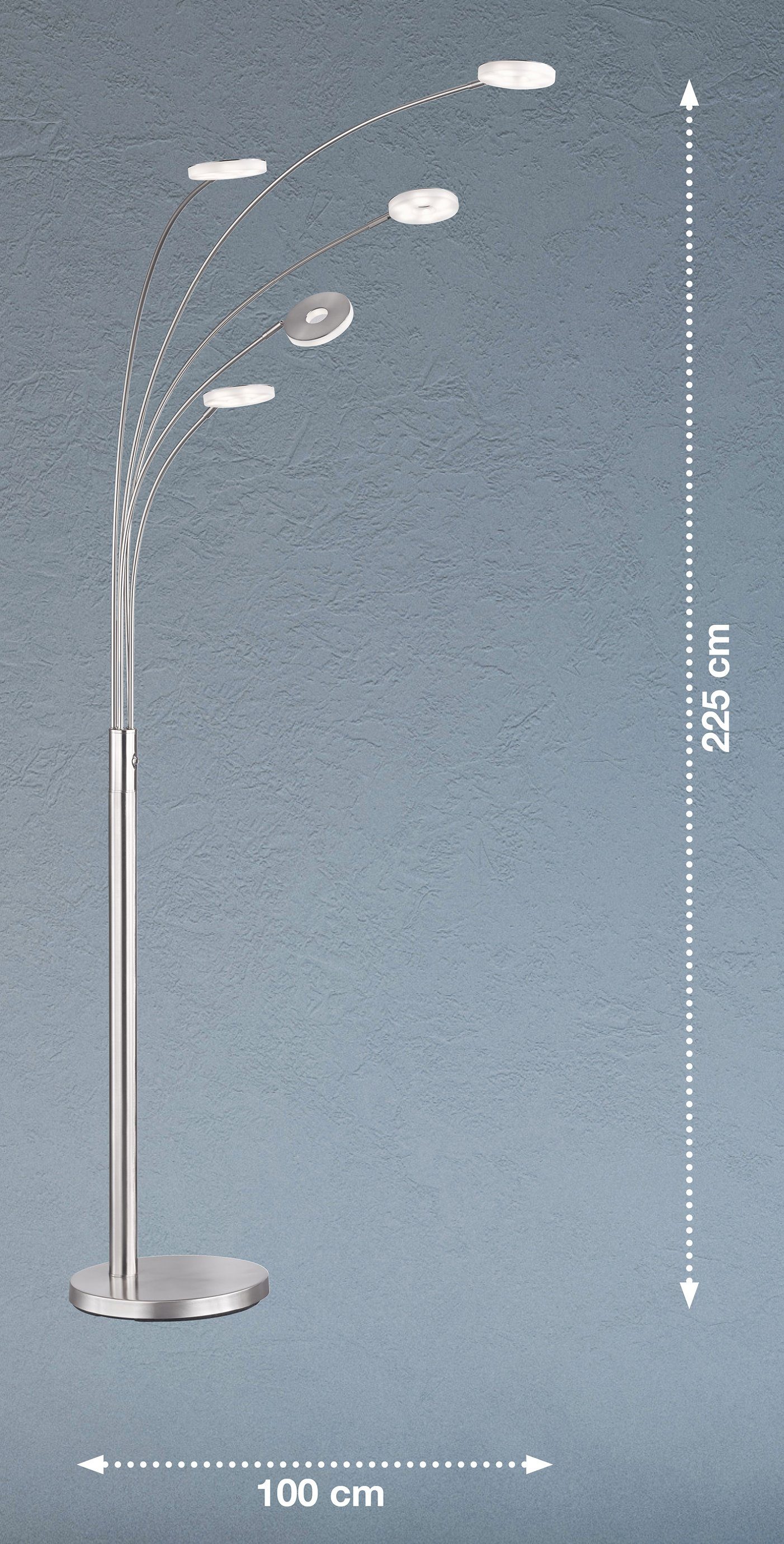 FISCHER & HONSEL - Bogenlampe Dimmfunktion, Dent, kaltweiß warmweiß LED integriert, fest LED
