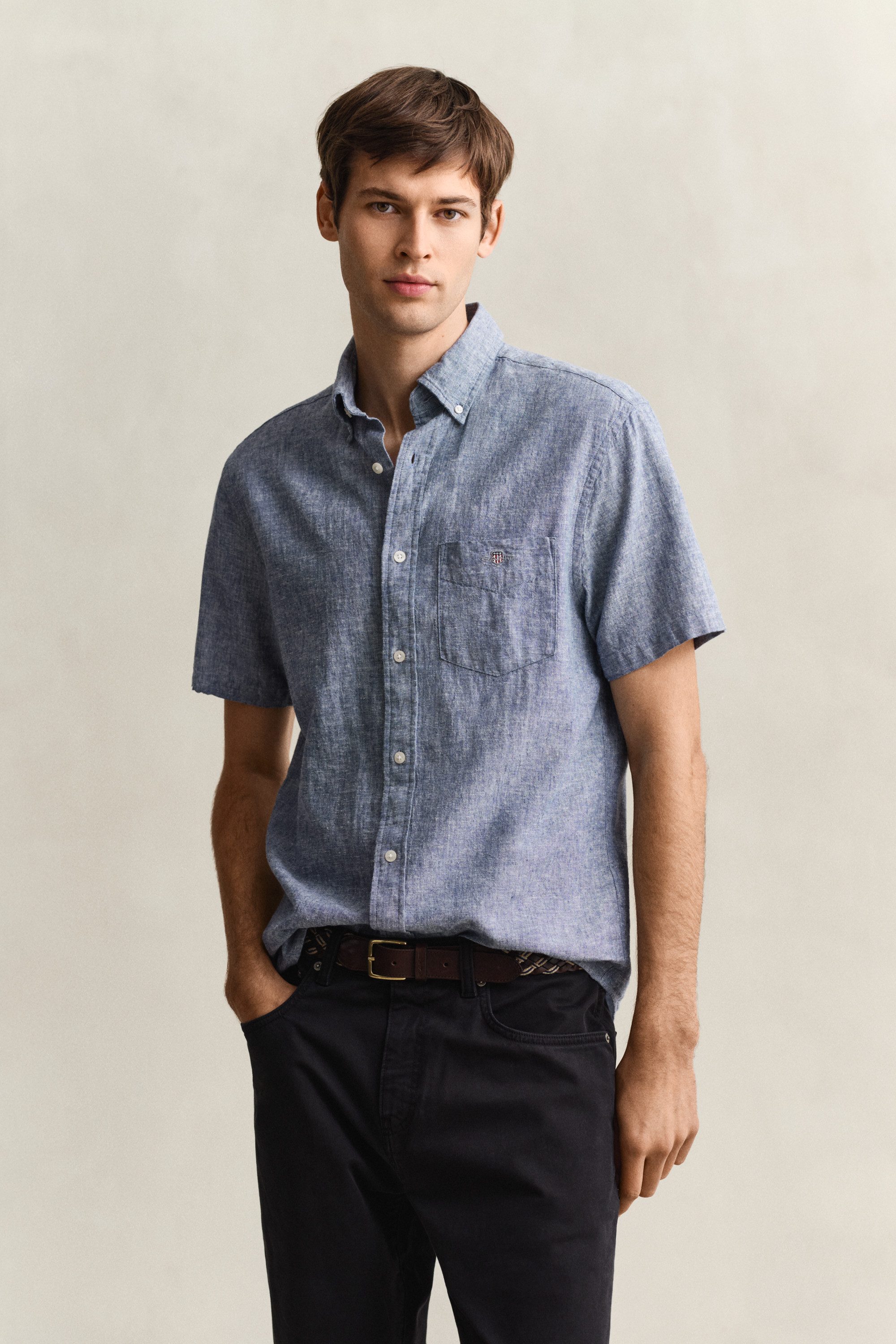 Gant Kurzarmhemd REG COTTON LINEN SS SHIRT