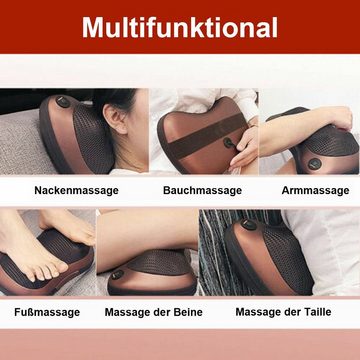 yozhiqu Massagekissen Knetmassage-Kissen, Nacken- und Rückenmassage-Kissen - beheizt, 1-tlg., Lindert Müdigkeit und Verspannungen, Muskelkater und Schmerzen