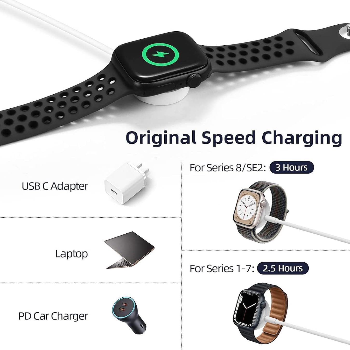 Widmann-Shop Ladestation für Apple Watch Ladekabel Ladegerät Magnetisch auf USB‑C Schnelllade-Gerät (Ladegerät für Apple Watch) – Bild 4 von 5
