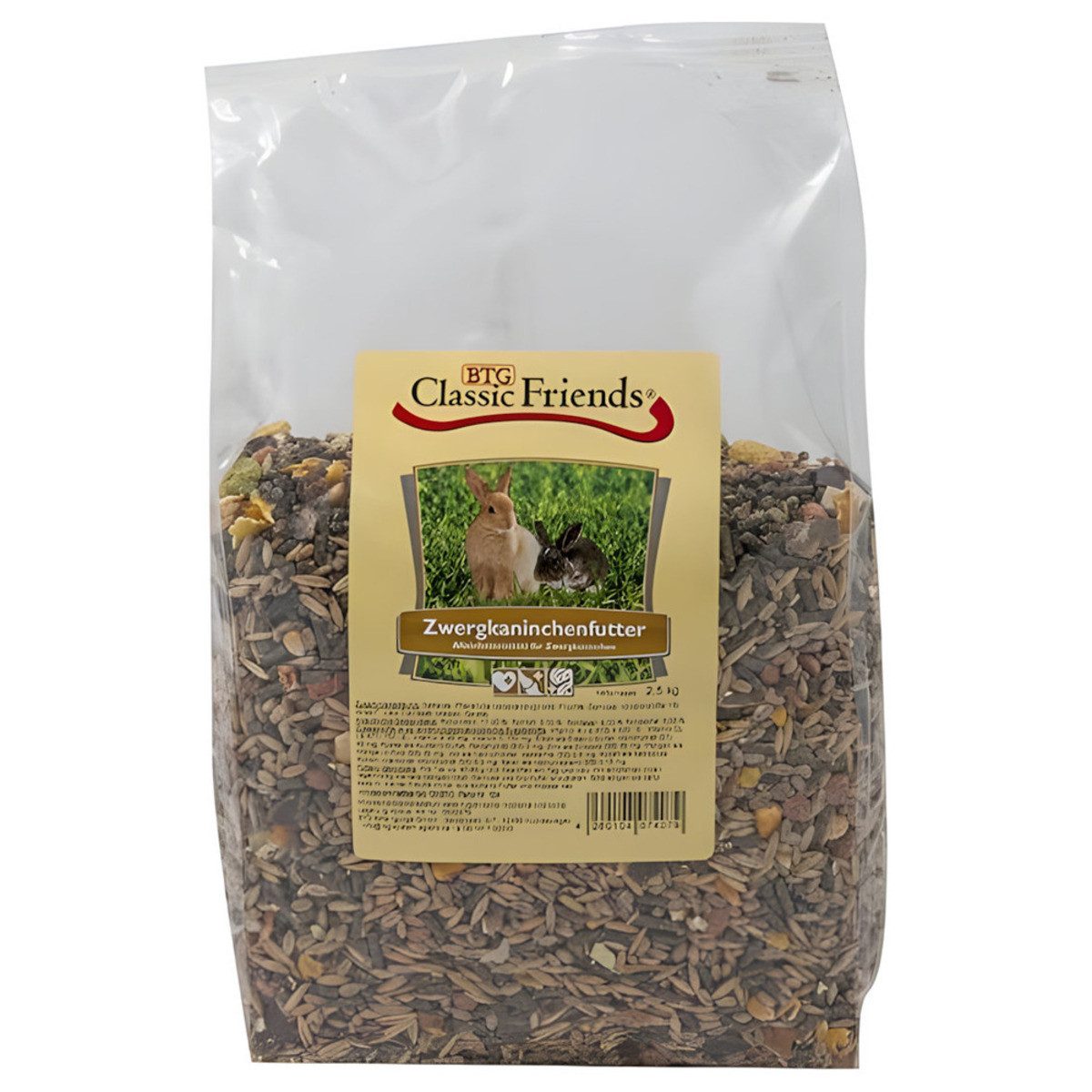 Classic Friends Zwergkaninchenfutter 2,5 kg - 4 Stück, Trockenfutter für: Kleintier