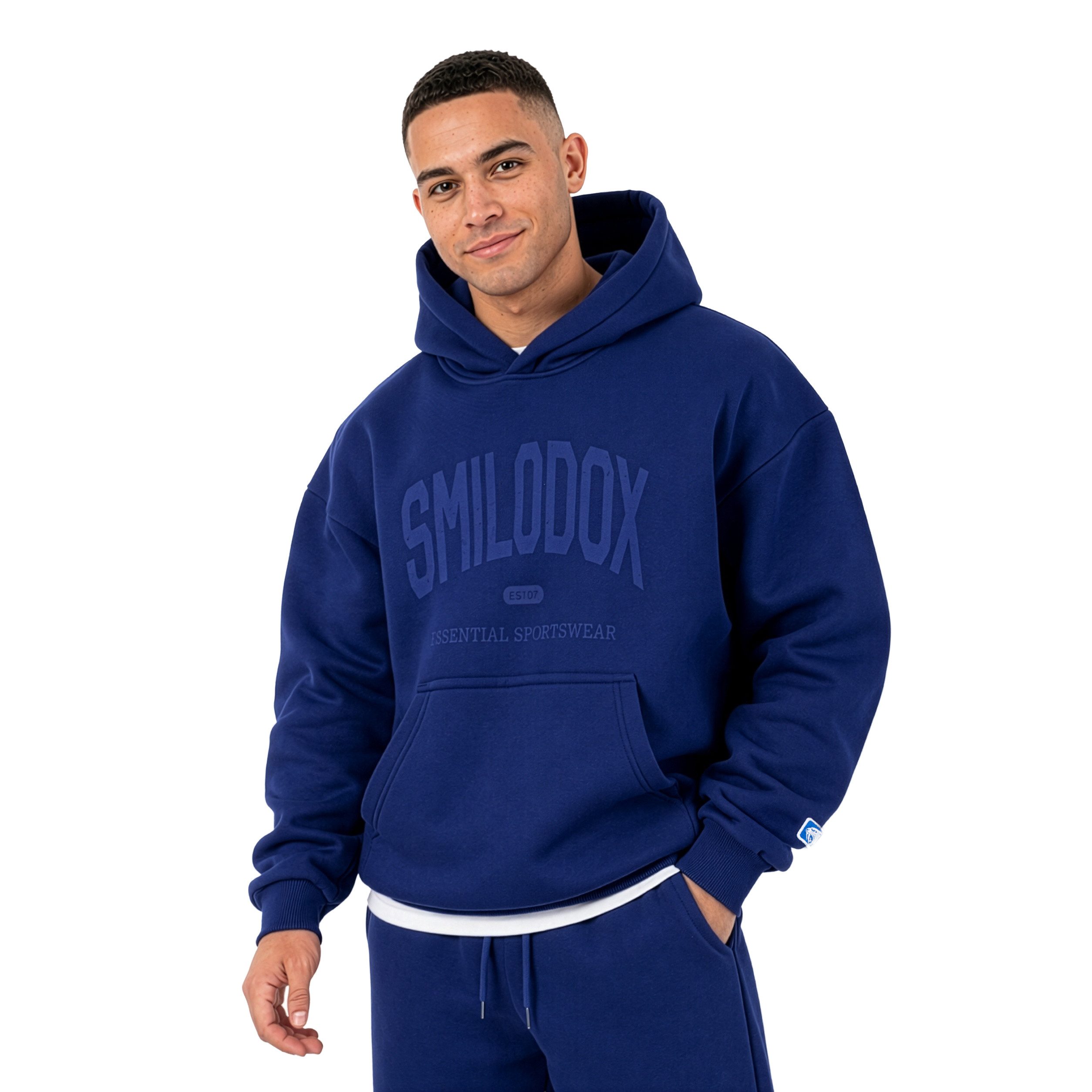 Smilodox Hoodie Oswin, Oversized Pullover Herren, Sweater mit Frontprint und Kapuze Baggy Fit, Weiches Sweatmaterial, ideal für Gym & Freizeit