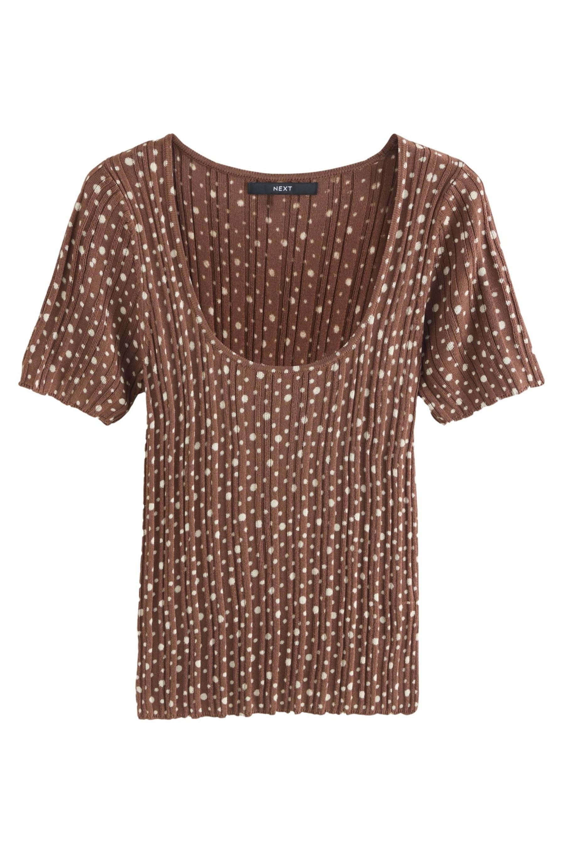 Next T-Shirt Geripptes Feinstrick-T-Shirt mit U-Ausschnitt (1-tlg) günstig online kaufen