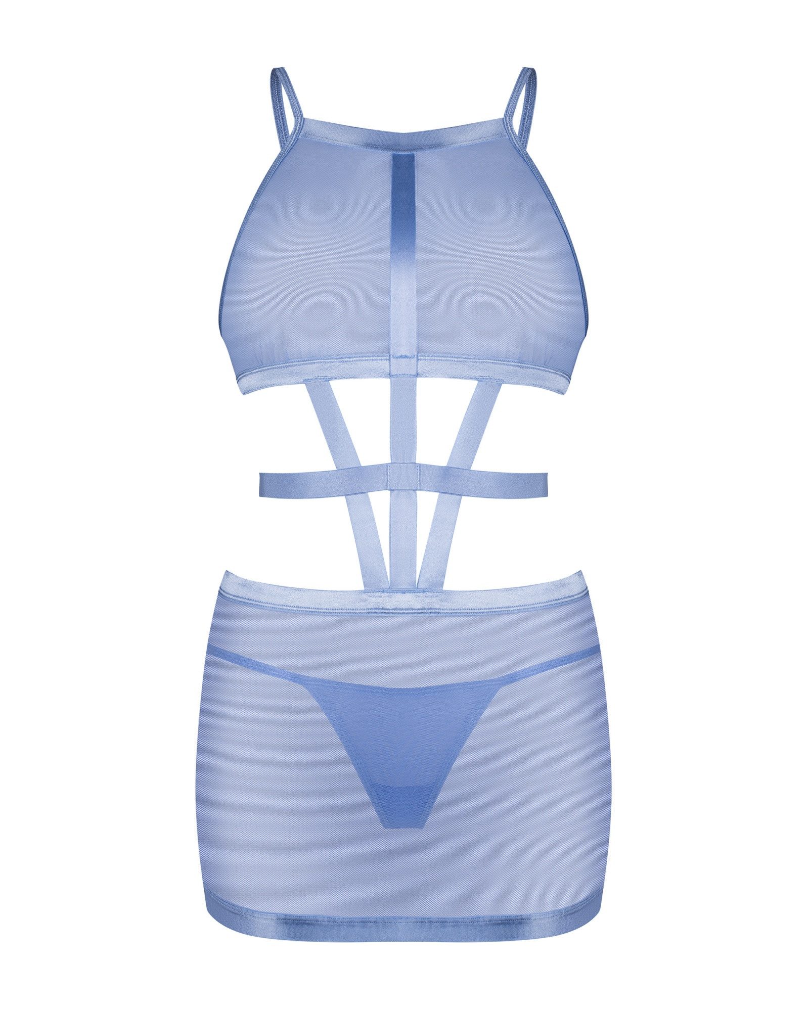 Obsessive Negligé Shaderi transparentes Dessous Kleid und String - hellblau (2-tlg) besonderes Design mit verbundenen Elementen