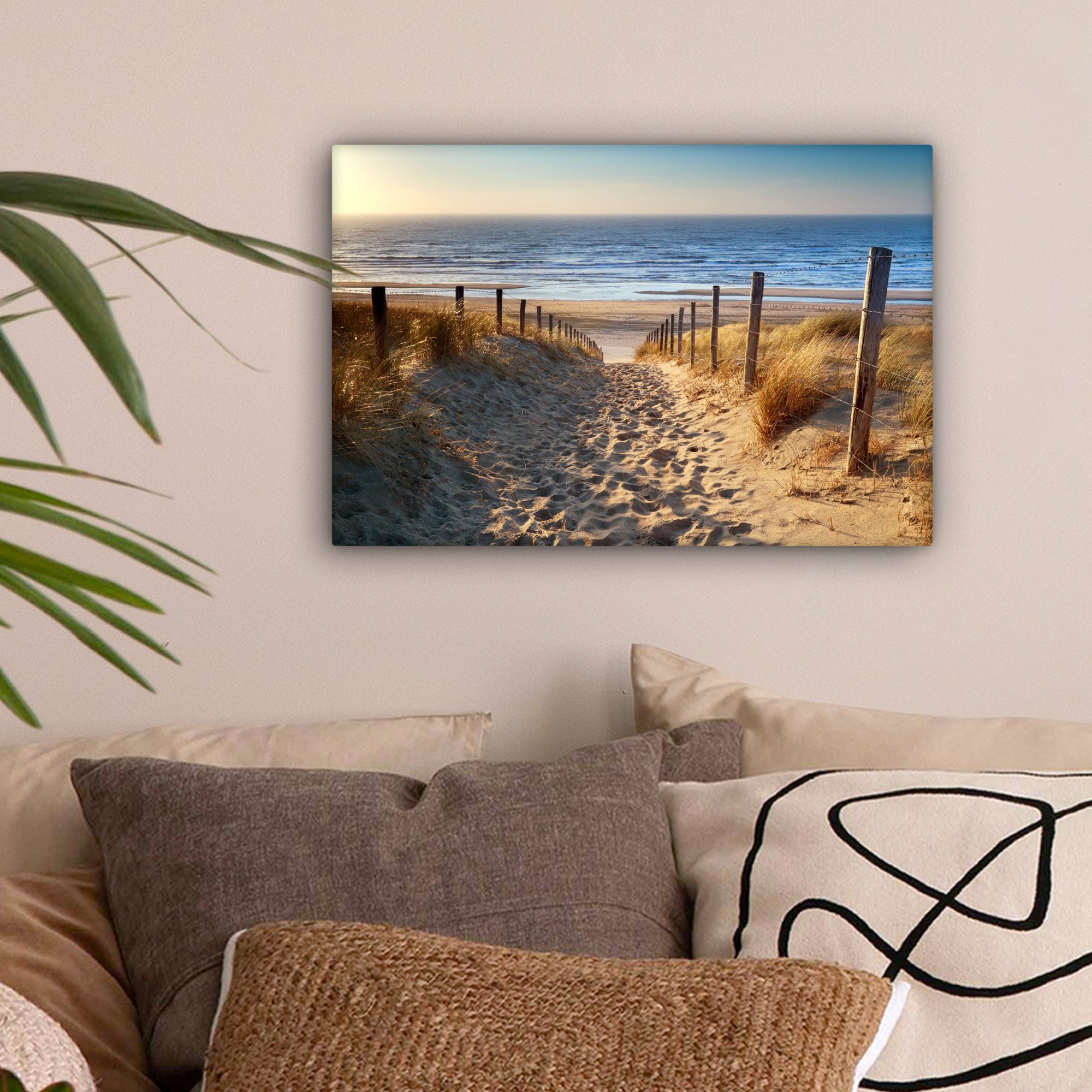 OneMillionCanvasses® Leinwandbild Strand - Meer - Niederlande - Dünen - Son günstig online kaufen