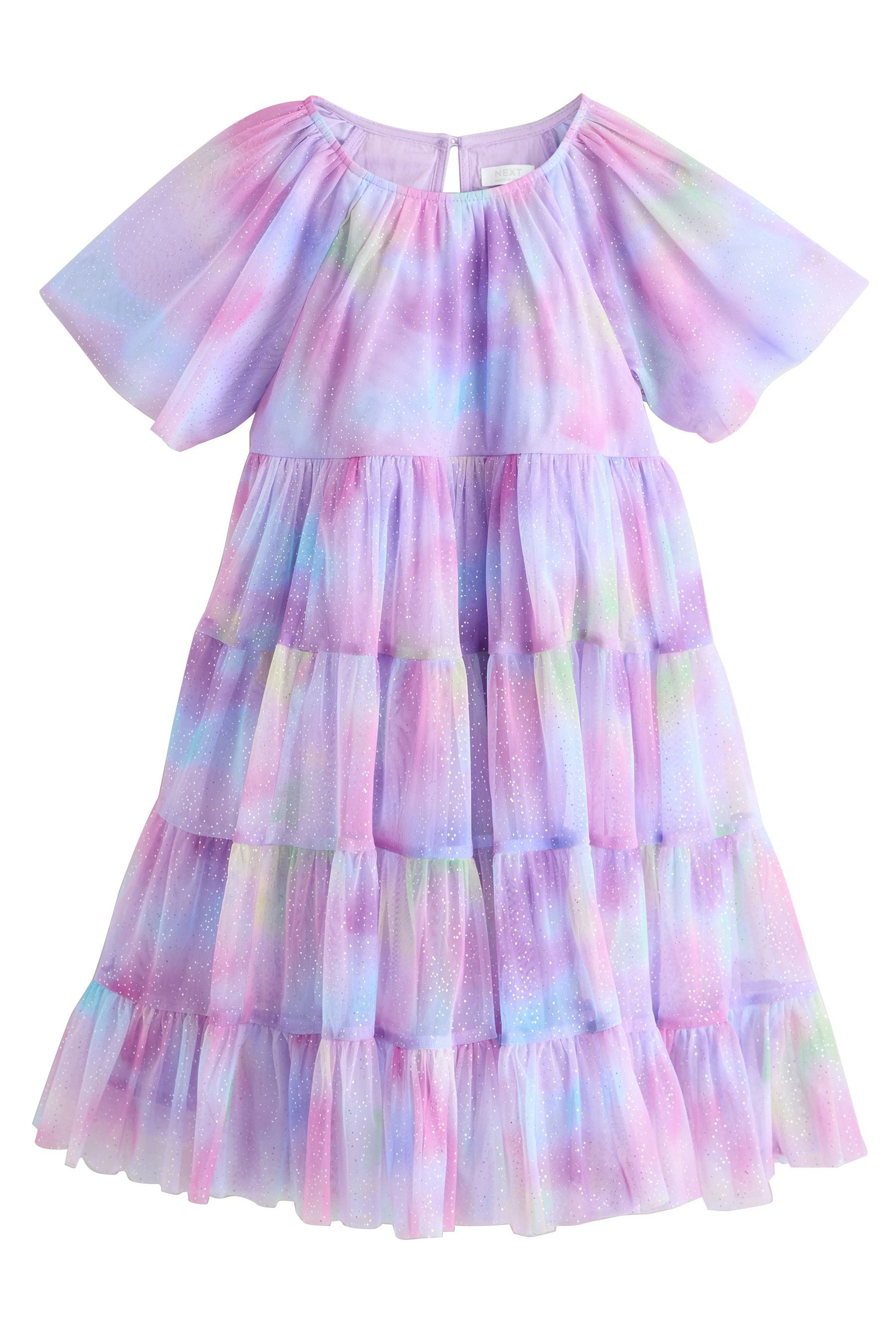 Next Partykleid Festliches, gestuftes Mesh-Kleid, Regenbogen (1-tlg)