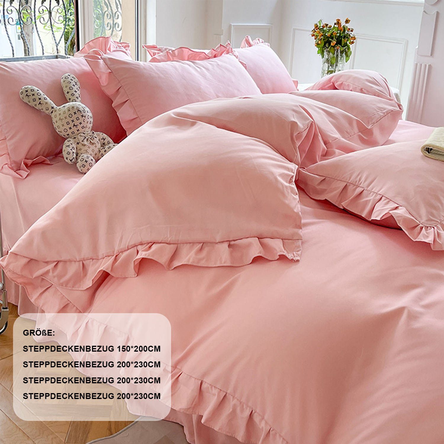 Bettwäsche Bettbezug Bettlaken Spannbettlaken mit Spitze, MAGICSHE, 1,2m, 3  teilig