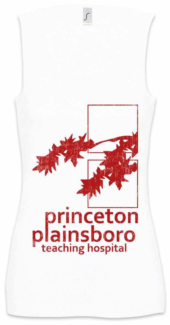 Urban Backwoods Tanktop Princeton Plainsboro Ärmelloses Damen T-Shirt Dr. Doktor Logo Symbol House Arrow Krankenhaus Hospital