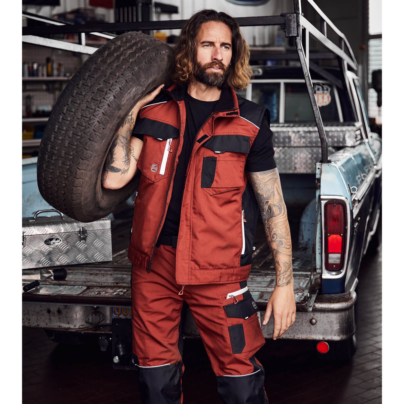 Terrax Workwear Arbeitsweste Wattierte Arbeitsweste Herren Weste für Handwerk und Arbeit Modern mit Stehkragen