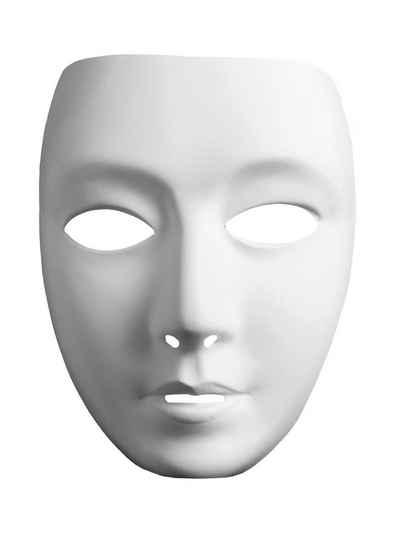Metamorph Verkleidungsmaske Neutralmaske Gesicht Frau, Unbemalte weiße Maske für Tanz, Theater & Maskenball