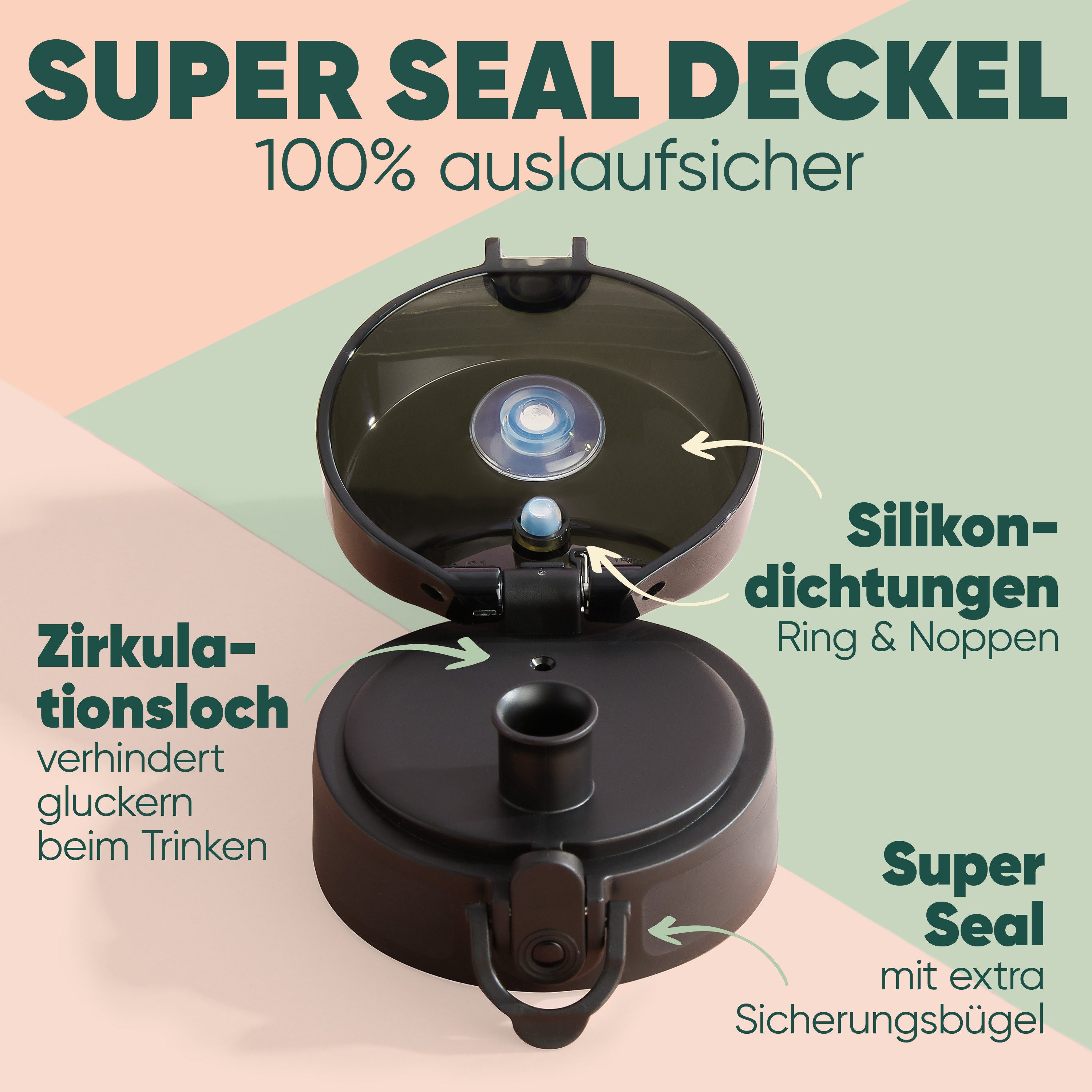 Blumtal Trinkflasche auslaufsichere Trinkflasche Sport + 1-Klick-Verschluss, BPA-freie Wasserflasche mit Sieb - spülmaschinenfest