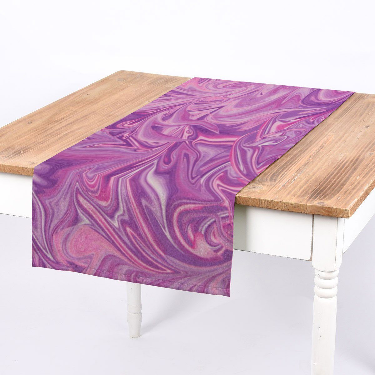 SCHÖNER LEBEN. Tischläufer SCHÖNER LEBEN. Tischläufer Digitaldruck Retro Batik lila pink, Digitaldruck