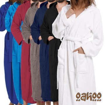 OAHOO Bademantel Unisex Frottee Bademantel mit Kapuze 100% Baumwolle, Extra-Lang