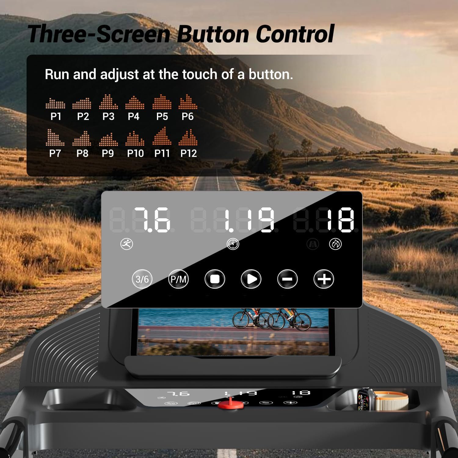 BAYMATE Laufband 12 voreingestellte Programme Für Zuhause (3-in-1-Laufband mit 15 % Steigung, leises Laufband für Büro-Fitnessstudios, 3 PS elektrischer Lauftra – Bild 5 von 5