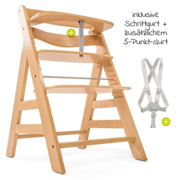 Hauck Hochstuhl Alpha Plus Natur (Set), Mitwachsender Holz Baby Kinderhochstuhl mit Sitzauflage - verstellbar