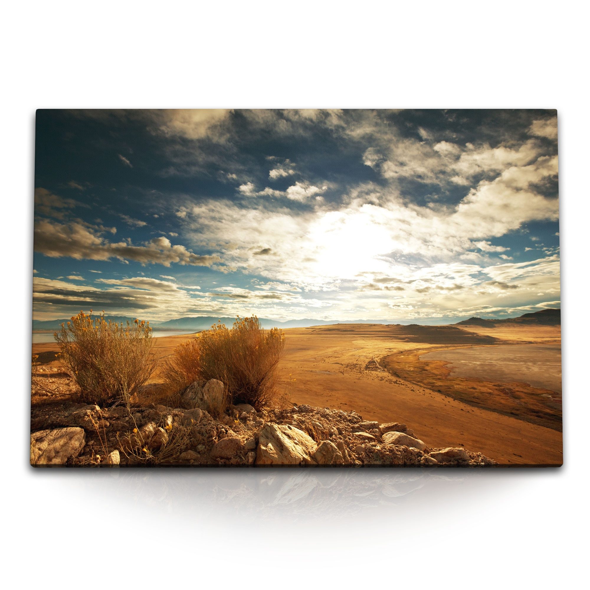 Leinwandbild 120x80cm Wandbild auf Leinwand Mongolei Landschaftsbild Natur Horizont