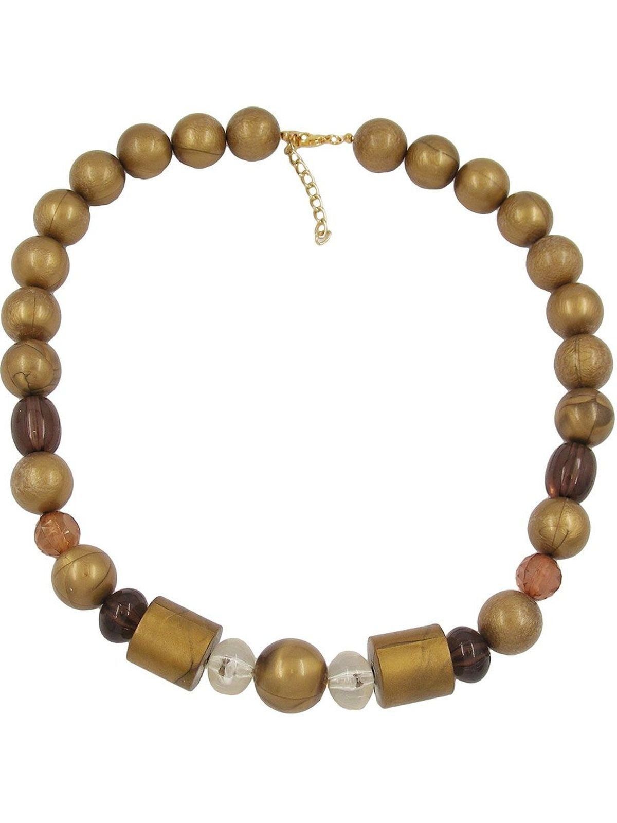 Gallay Perlenkette Kunststoffperlen braun-gold-seidig glänzend 55cm (1-tlg)