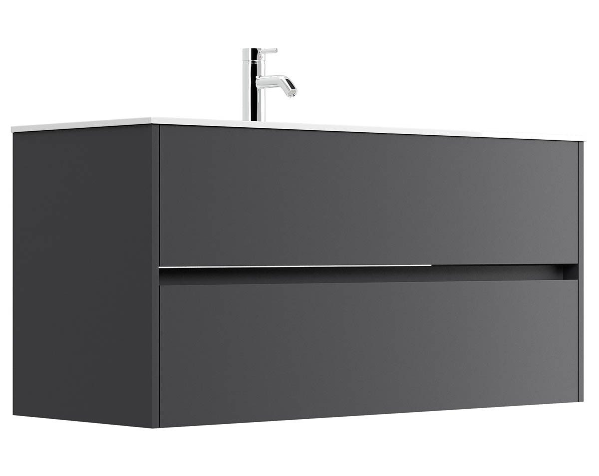 Posseik Waschtisch-Set Badmöbel Waschtisch LIMES 120cm, inkl. Waschbecken, graphit grau, (Badmöbel Set, 1-St., Waschtisch Set)