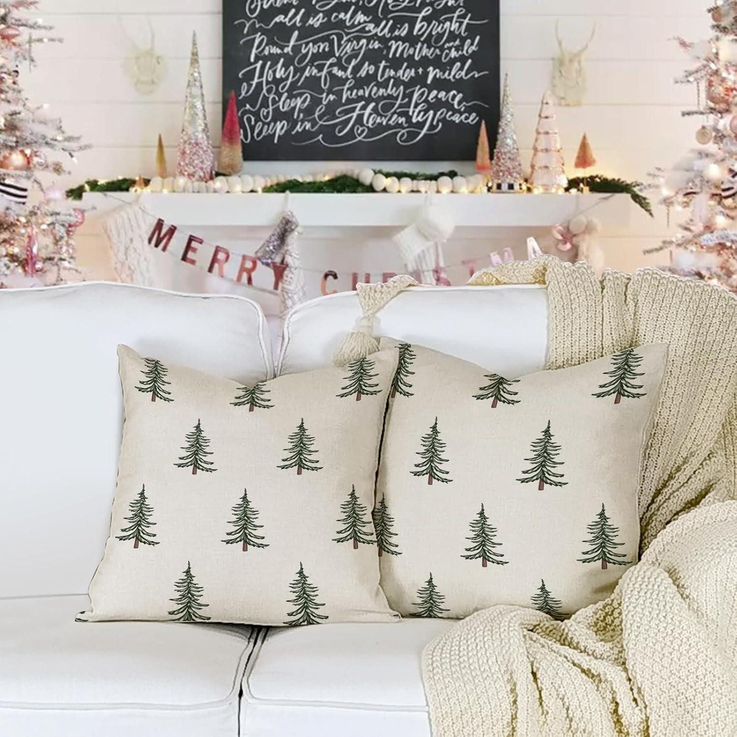 LuxusKollektion Dekohänger Kissenbezug Weihnachten 2er Set 45x45 Leinen Dek günstig online kaufen