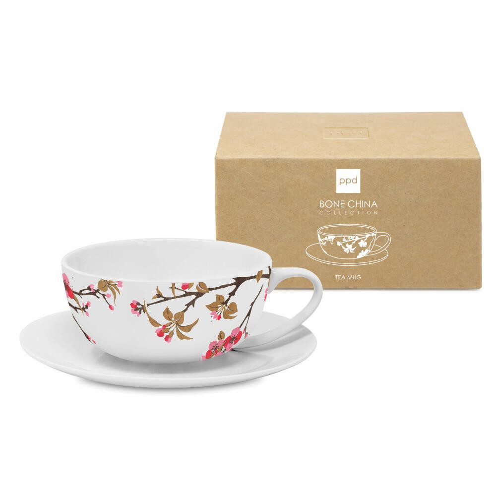 PPD Tasse Fiori Rossi Bone China T-Mug CB, 350 ml, Bone China
