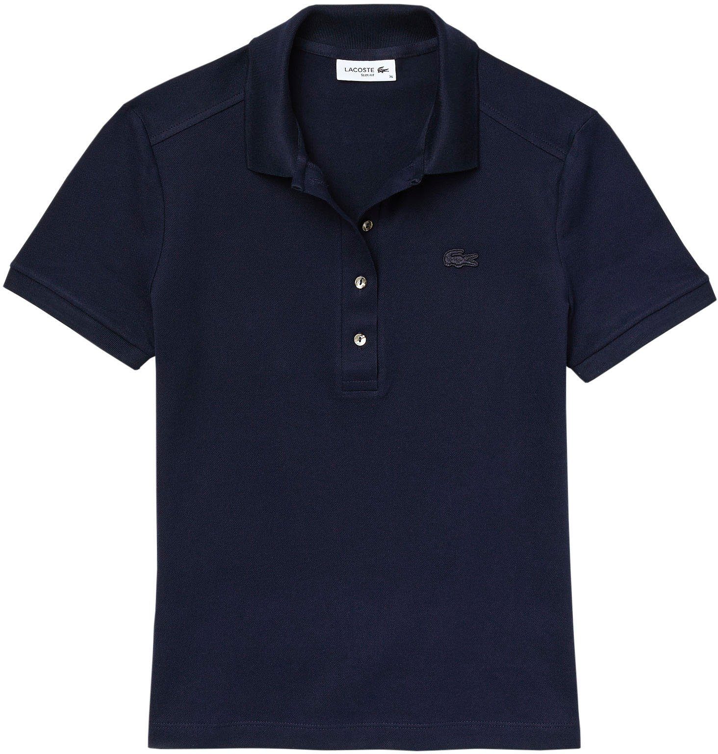 Lacoste Poloshirt (1-tlg) Brusthöhe mit tonigem Lacoste-Krokodil marine auf