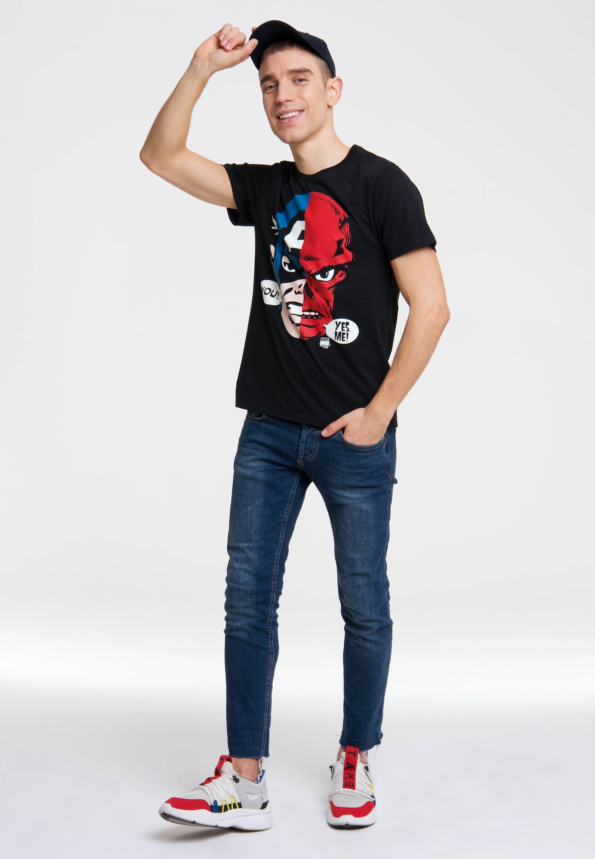 LOGOSHIRT T-Shirt Marvel - Captain America & Red Skull mit Captain America-Motiv