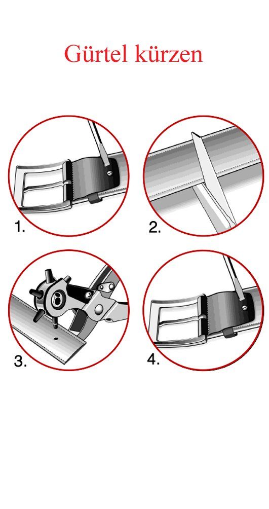 VITTOZZI Ledergürtel Gürtel, Buffalo 3cm, gold Schließe