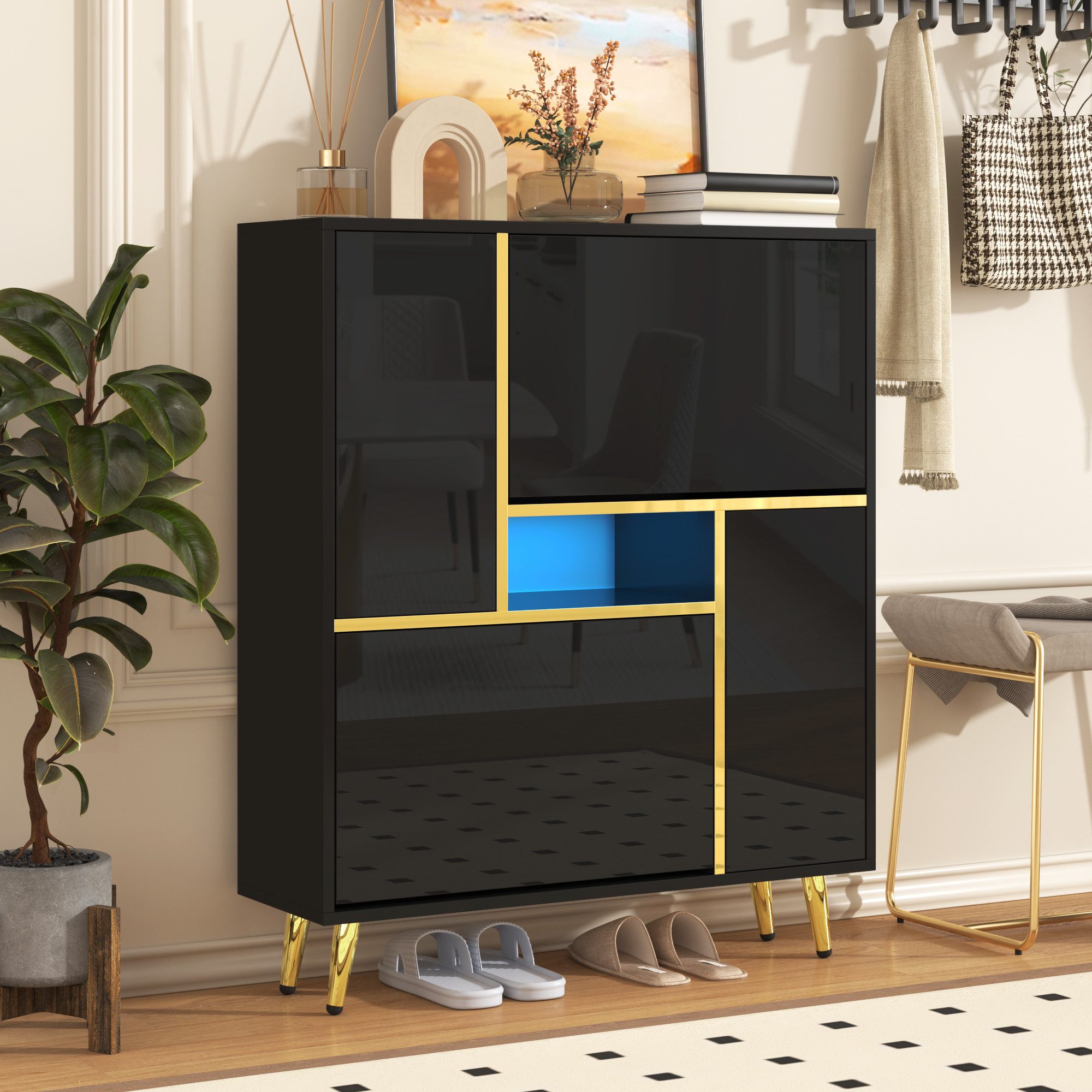 STILVORA Schuhschrank mit LED-Beleuchtung,Aufwahrungsschrank Schuhregal mit günstig online kaufen