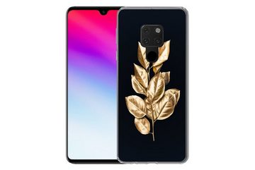 MuchoWow Handyhülle Pflanze - Blätter - Gold - Schwarz - Luxus, Handyhülle Huawei P40 Lite, Handy Case, Silikon, Bumper Case