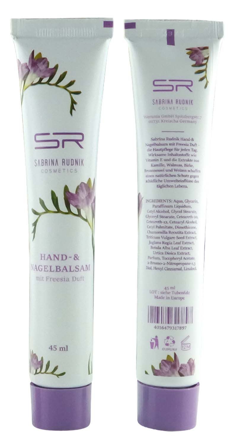 varivendo Handcreme Hand- & Nagelbalsam Freesie 3x 45ml + Notizblock Tube, 3-tlg., Handbalsam Handcreme Nagelpflege Hautpflege Creme