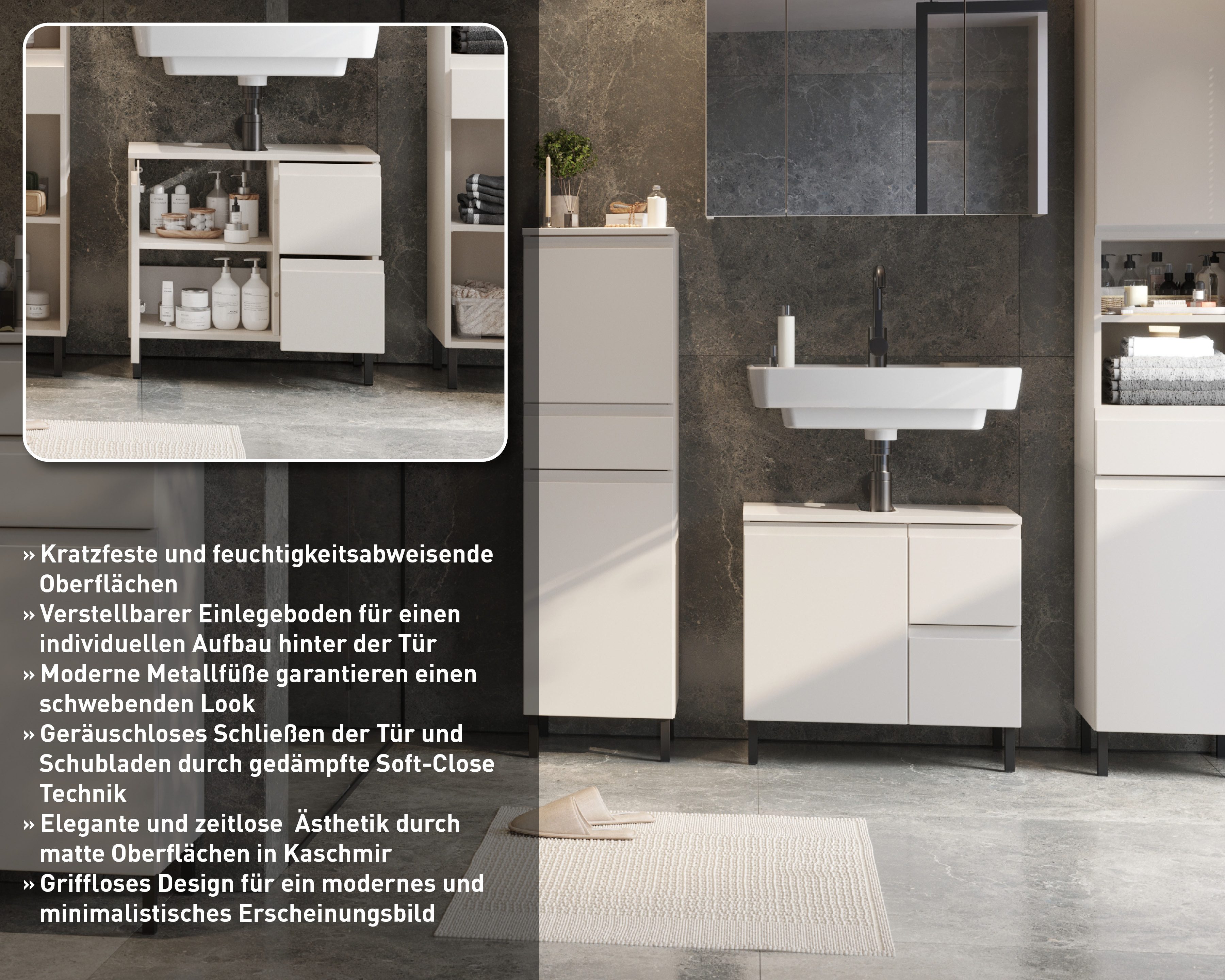 GERMANIA Waschbeckenunterschrank Scantic (1-St) mit Siphonausschnitt – Bild 3 von 5
