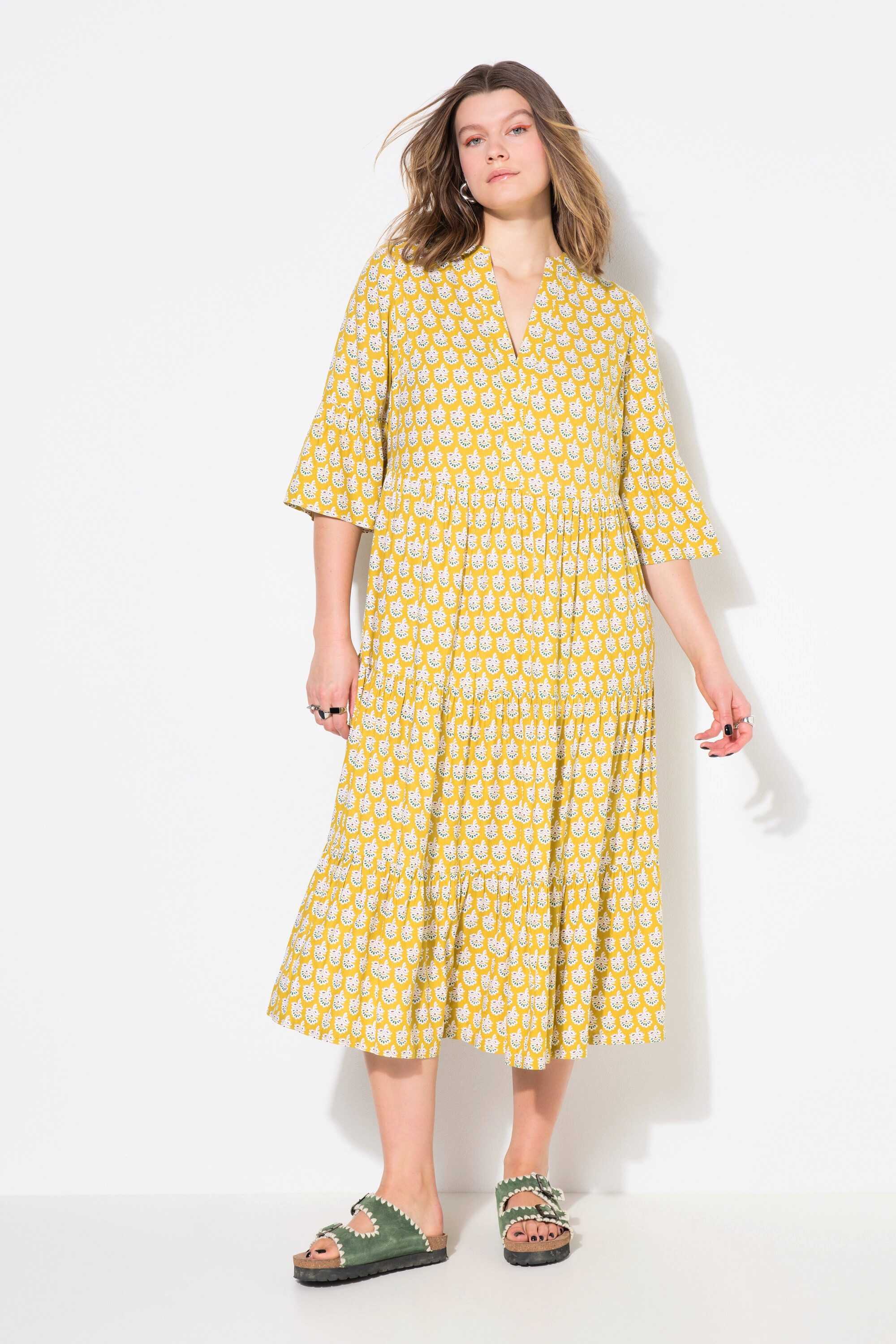Studio Untold Maxikleid Maxikleid abstrakter Blätter-Print günstig online kaufen