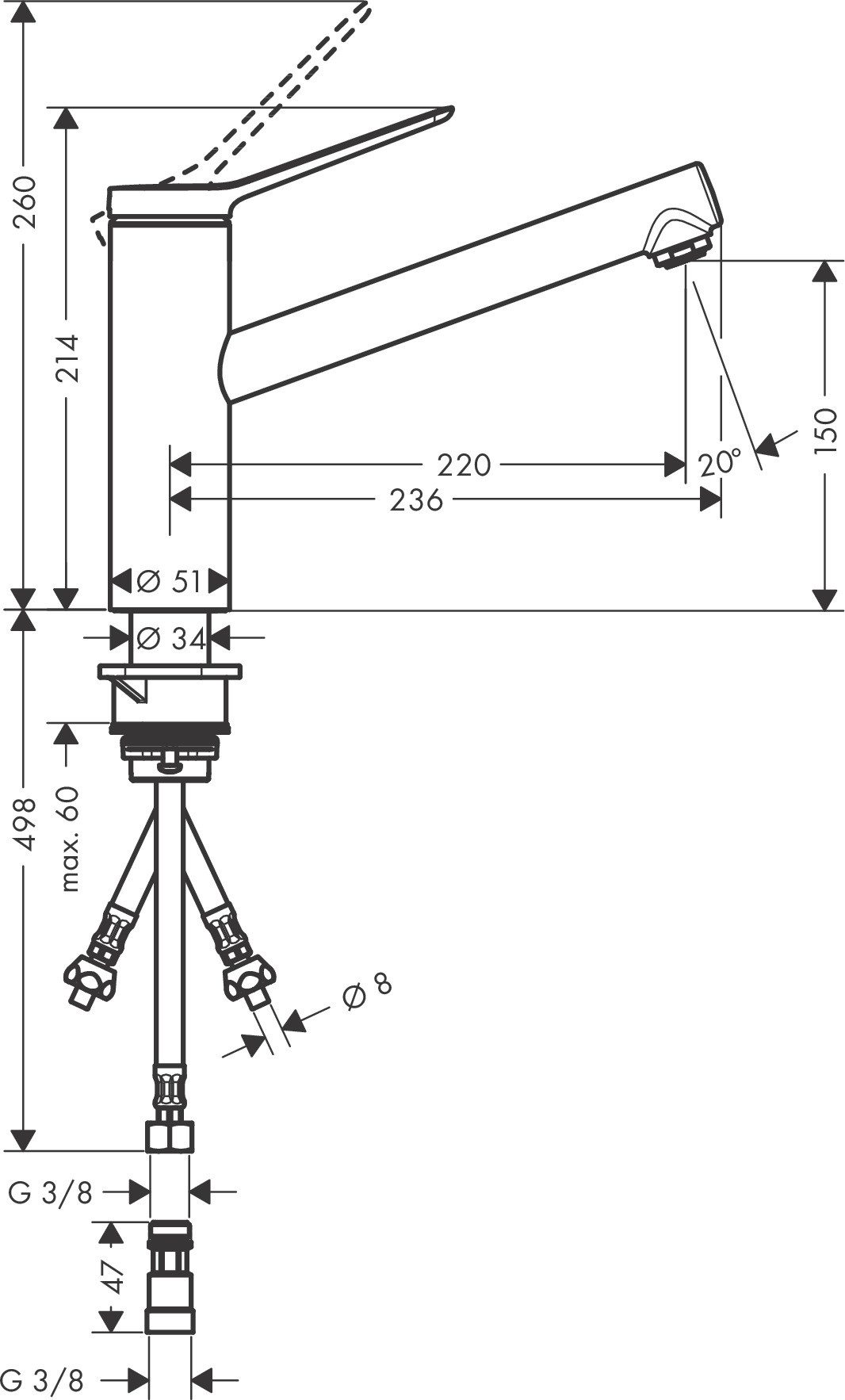 Thumbnail - hansgrohe Küchenarmatur Zesis M33 Armatur 150 Niederdruck Warmwasserbereiter Mattschwarz