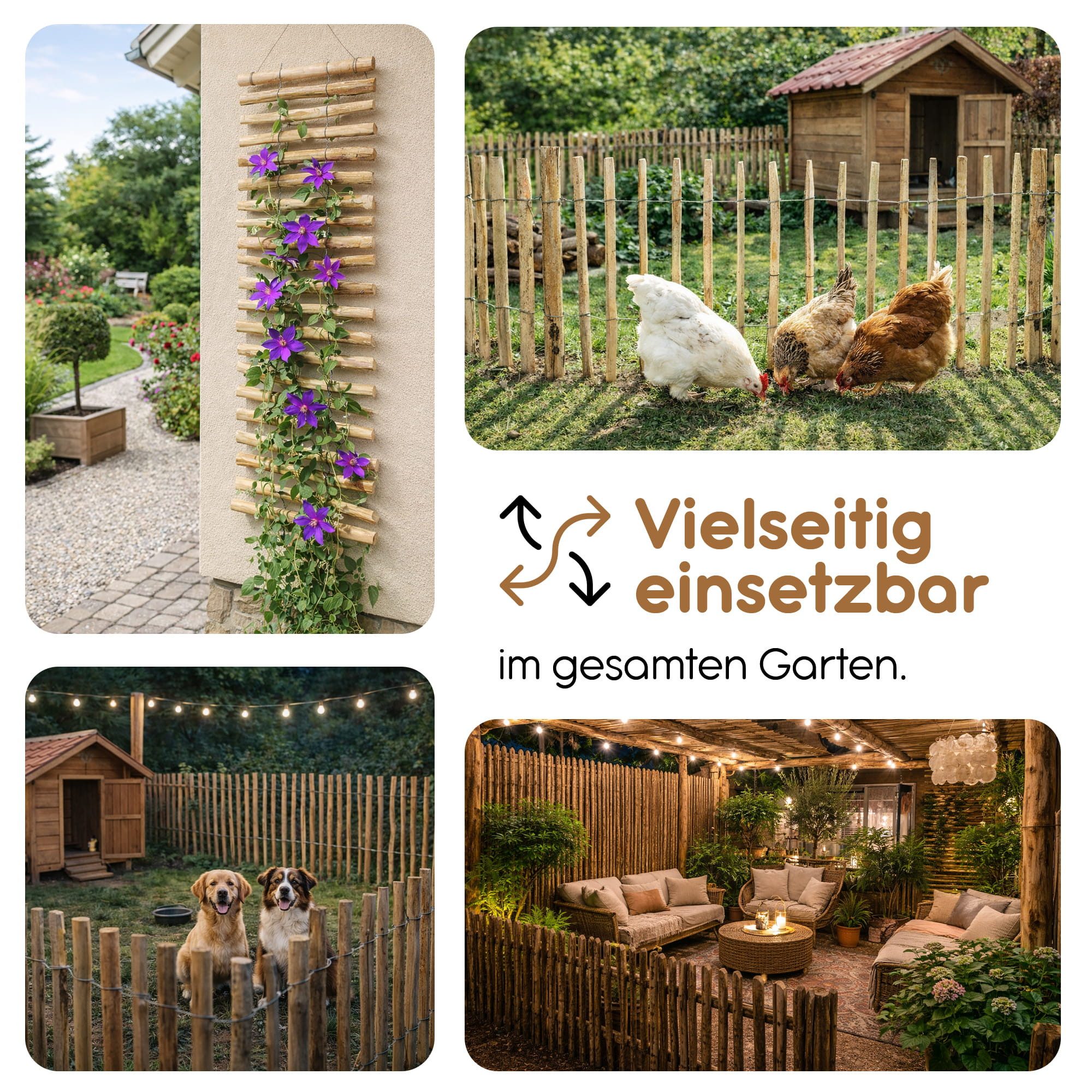 BooGardi Staketenzaun Haselnuss imprägniert, Gartenzaun, Rollzaun, (50 cm hoch Länge 5m · Lattenabstand 7-9cm · 12 Größen), Holzzaun, Teichzaun, Zaun, Garten, Sichtschutz, Jägerzaun