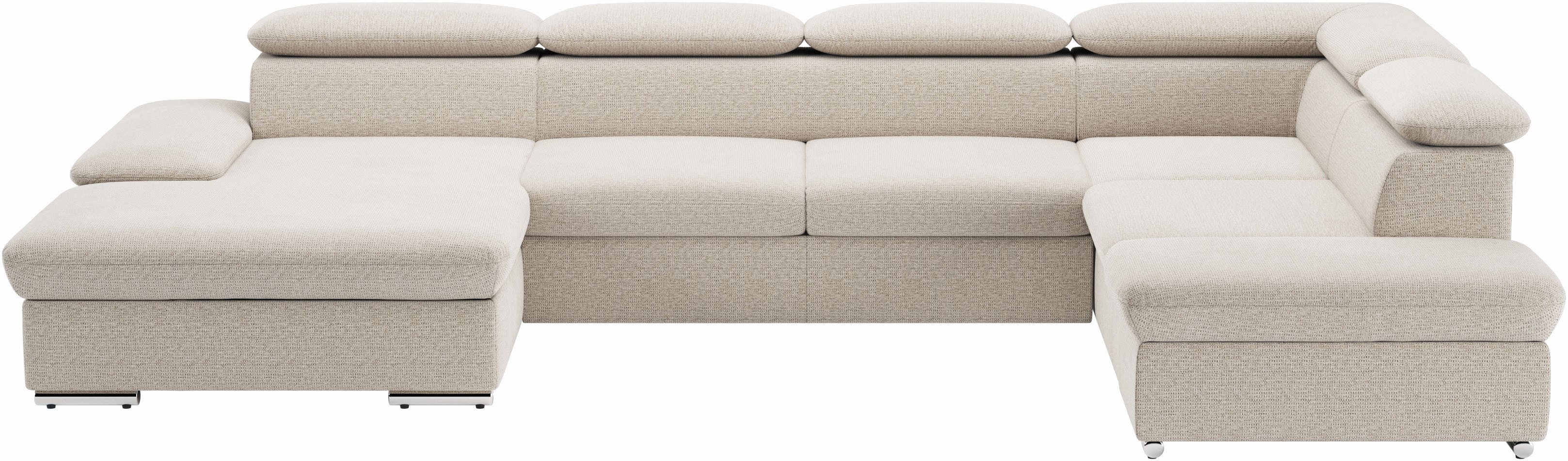 sit&more Wohnlandschaft Valantine U-Form, B: 349 cm, mit Arm- & Kopfteilverstellung, optional mit Bettfunktion