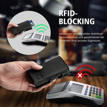 TEEHON Geldbörse Slim Wallet Kreditkartenetui Portemonnaie mit RFID Schutz (B-Schwarz), Schlankes Portemonnaie mit Münzfach, das die Kreditkarten auswirft