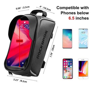 ROCKBROS Rahmentasche Fahrrad Wasserdicht Lenkertasche Oberrohrtasche Touchscreen (für iPhone XR XS MAX X 8 7 6 Plus/Samsung Galaxy S10+ Note 9 / Huawei P30 Pro Smartphones bis zu 6.5 Zoll)