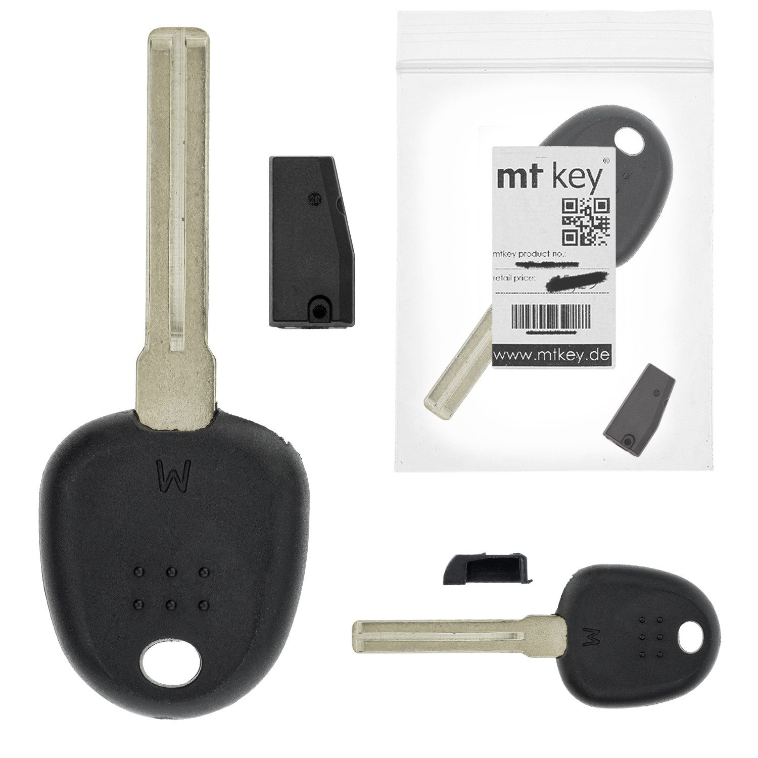 mt-key Schlüsseltasche Auto Zünd Schlüssel Rohling HYN20 + ID46 Transponder (Set), für Hyundai I20 I Pb (08-14); Lantra (07-11)