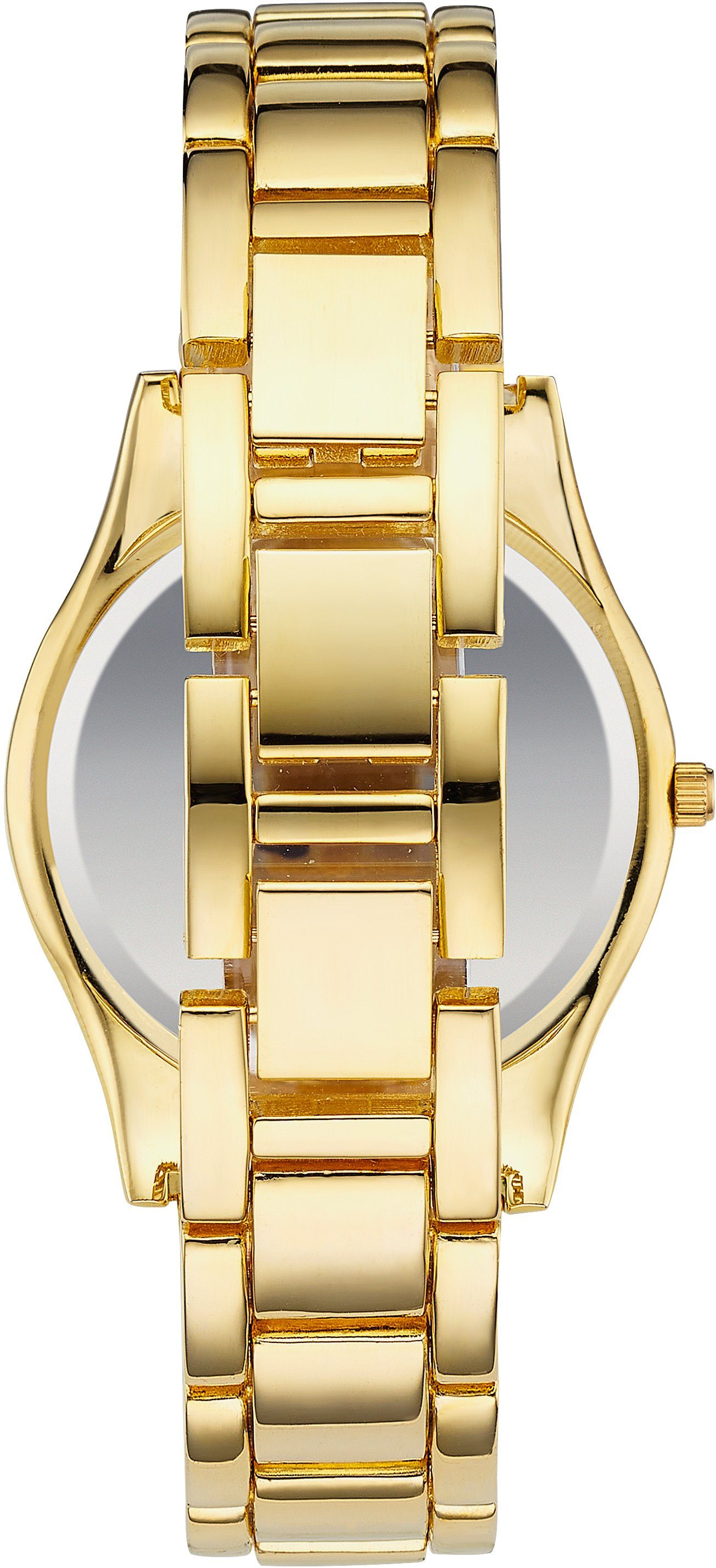 Firetti Quarzuhr, (Set, 5-tlg., mit Anhänger, Kette und 1 Paar Ohrsteckern), Armbanduhr, Damenuhr, Glassteine, ideal auch als Geschenk