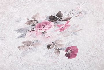 Teppich Dinarsu Waschbarer Teppich 1055-Rose 4mm 6x Größen Läufer Rose, merinos, Höhe: 4 mm, Universell einsetzbar, Fußbodenheizungsgeeignet