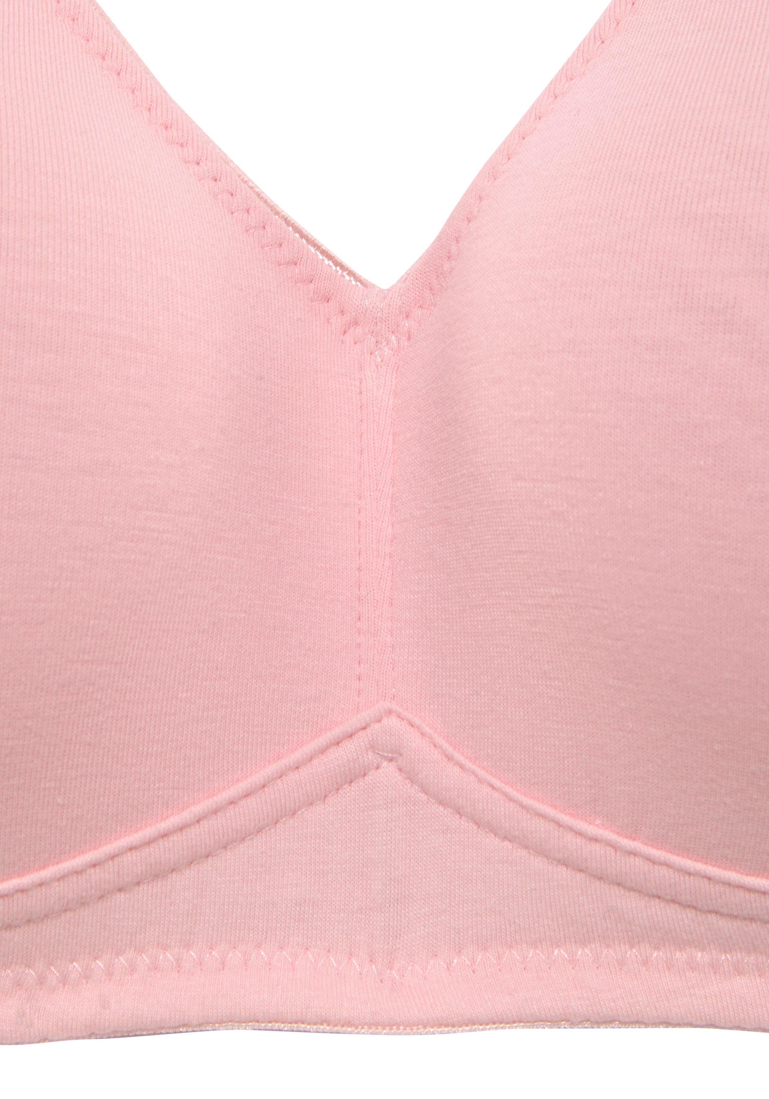 petite fleur Soft-BH aus Stück) Dessous 2 Baumwolle, weicher rosa+weiß Basic Bügel, (Packung, ohne