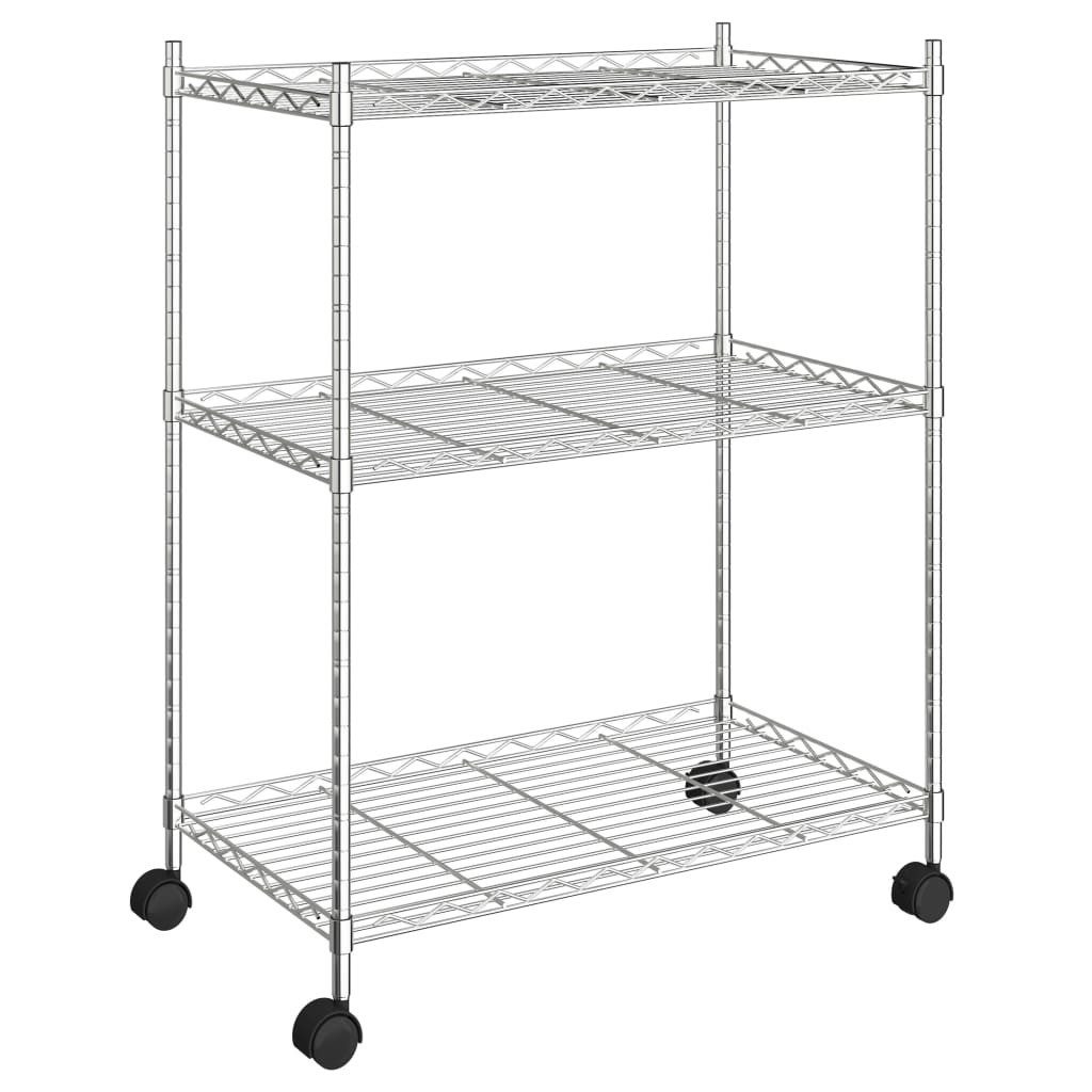 vidaXL Regal, Lagerregal mit 3 Böden und Rollen 60x35x81 cm Verchromt 150 k günstig online kaufen