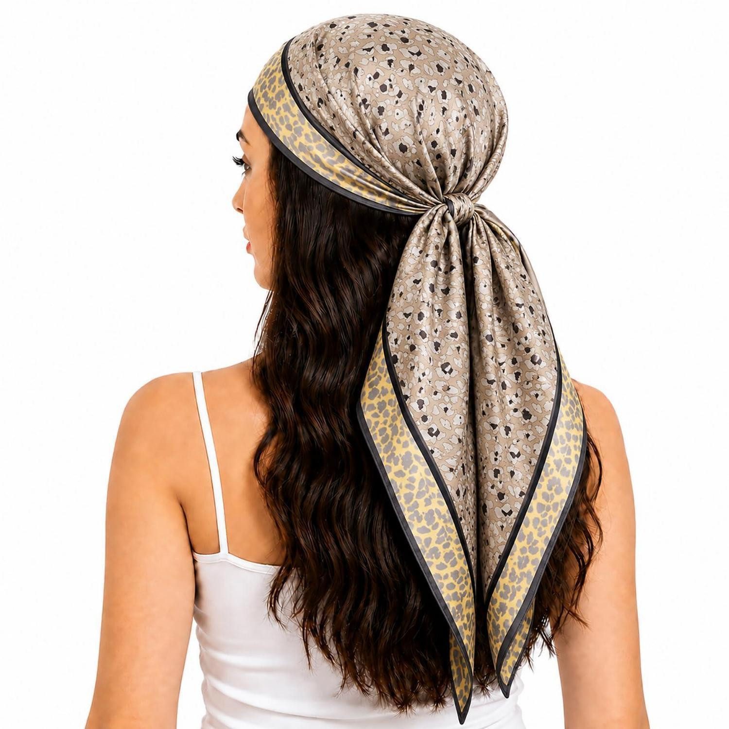 LuxusKollektion Bandana Schal Damen bunt Blume 90x90cm, (1-St)