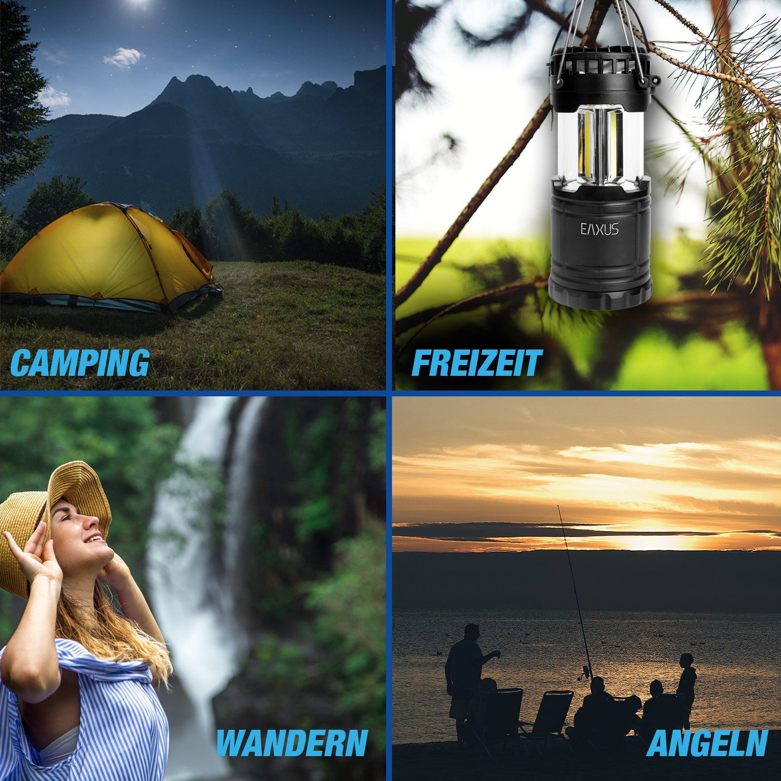 EAXUS LED Laterne CampLite Breeze, 2in1, COB LED, Pop-Up Design
