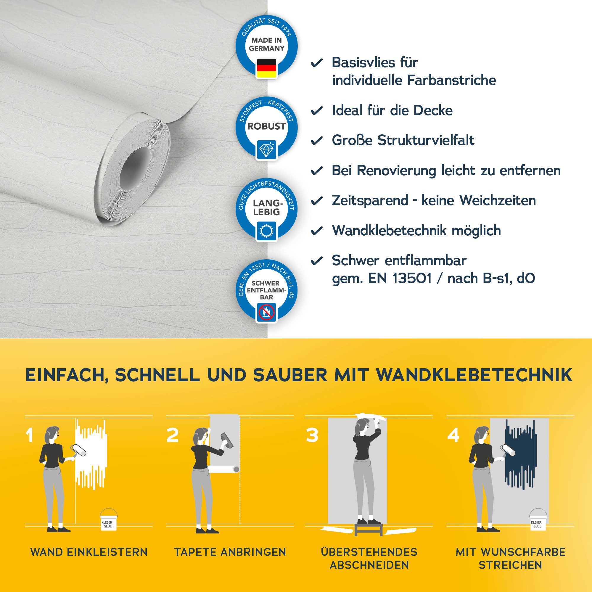 A.S. Création Vliestapete Meistervlies, strukturiert, Steinoptik, gemustert, Motiv, Modern Tapete Stein Überstreichbar Tapeten Wohnzimmer modern Flur Büro