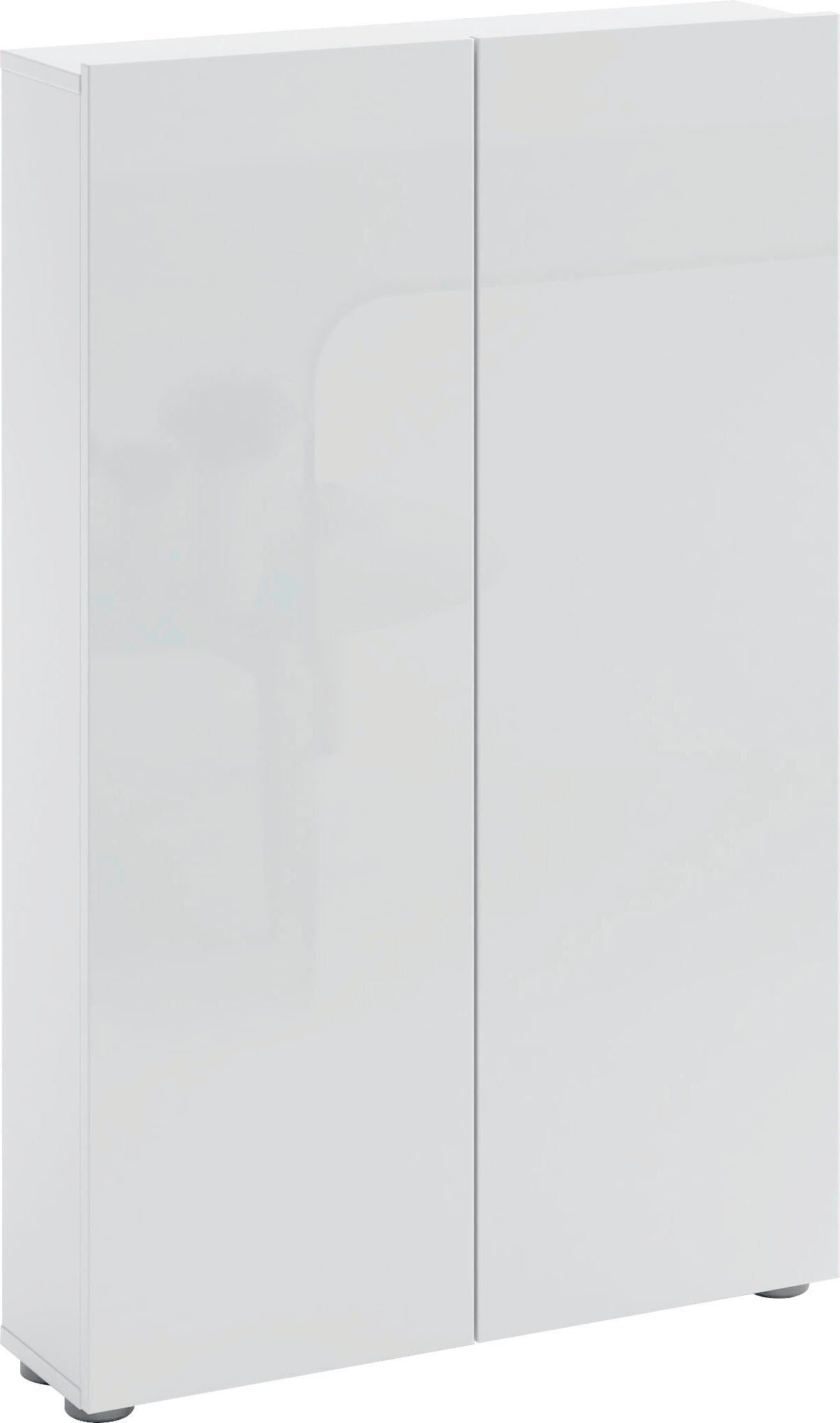 möbelando Schuhschrank SPAZIO in weiß mit 2 Türen und 6 Fächern.  Abmessungen (BxHxT) 73,4x115x18,6 cm