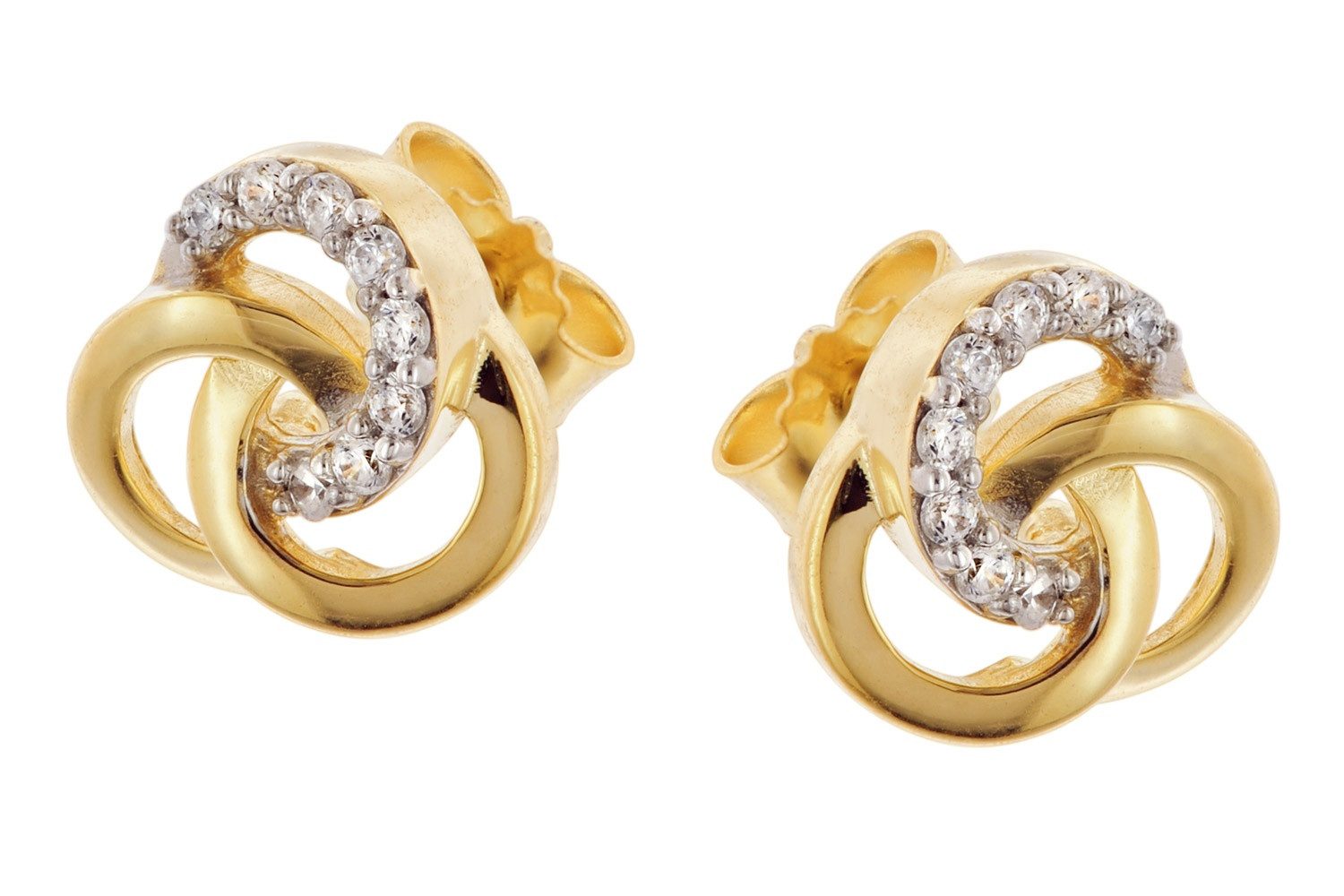 trendor Paar Ohrstecker Damen-Gold 333/8K Zweifarbige günstig online kaufen