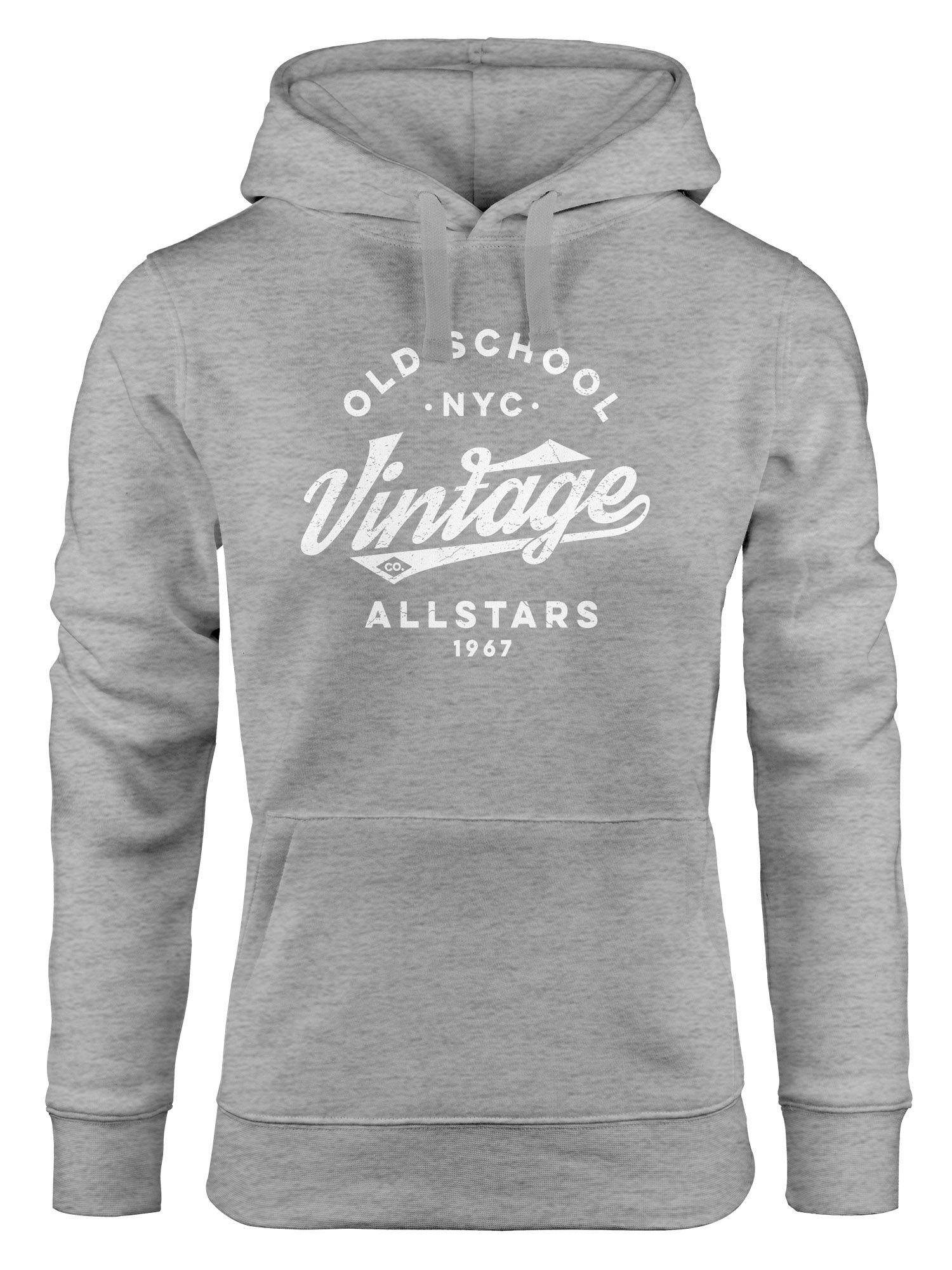 Neverless Hoodie Hoodie Damen College Style Schriftzug Oldschool Vintage Allstars Kapuzen-Pullover Fashion Streetstyle Neverless® grau