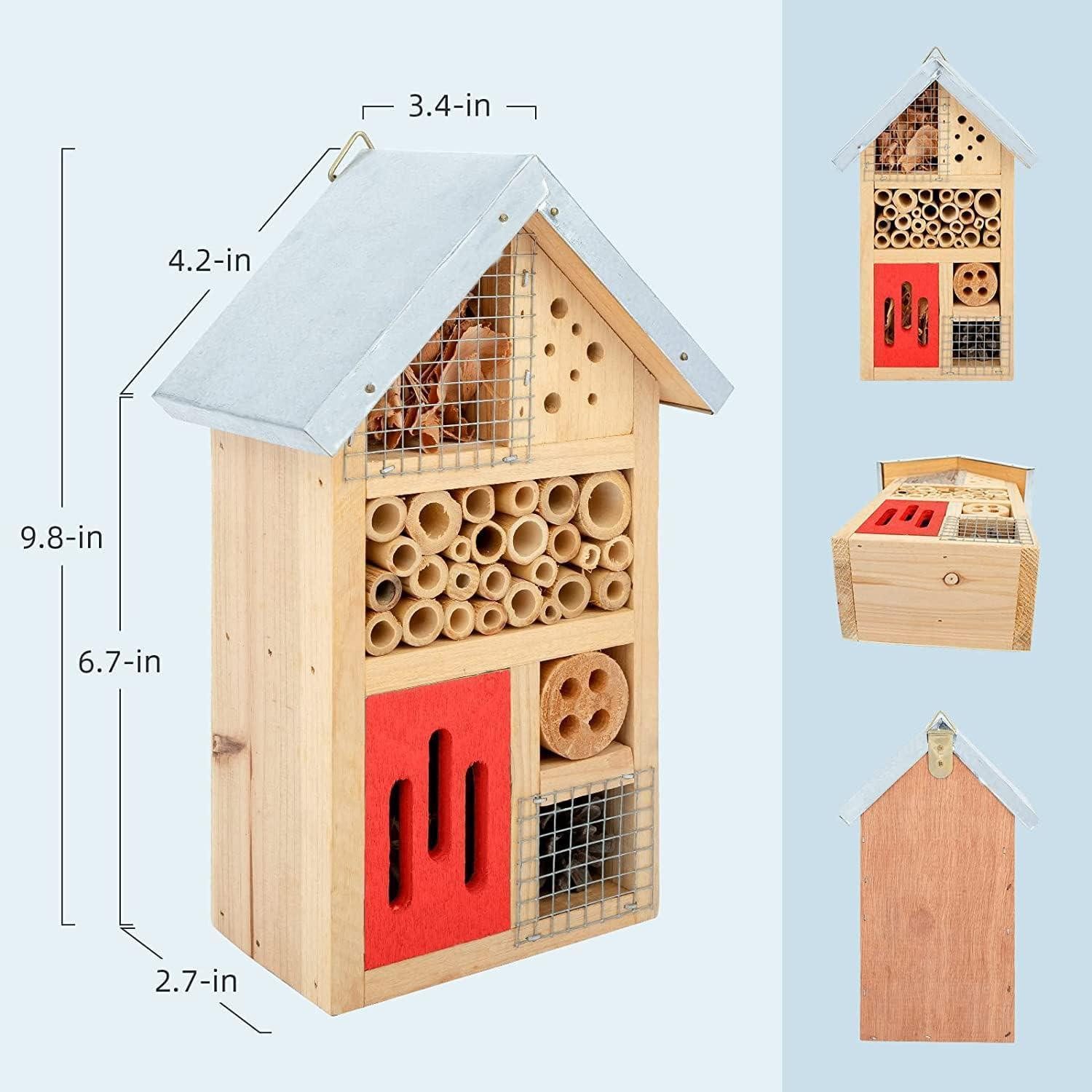 LuxusKollektion Insektenhotel Insektenhotel aus Naturholz für Garten, Marienkäfer, Florfliegen 25,4